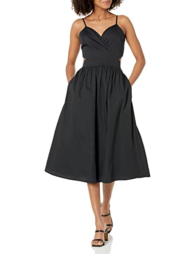 The Drop Makenna Strappy Cross Front Smocked Back Midi Dress Kleider, Schwarz, Large von The Drop