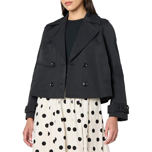The Drop Mara Cropped Trench Trenchcoats, Schwarz, XXS von The Drop