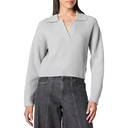 The Drop Marcy Geripptes Polotop Pullover, Hellgrau, S von The Drop