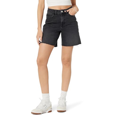 The Drop Mari Long Relaxed Denim Jeans-Shorts, Faded Black, 54 von The Drop
