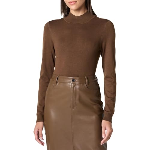 The Drop Maura Long Sleeve Mock Neck Sweater Pullover, Kaffeebohnen, XS von The Drop