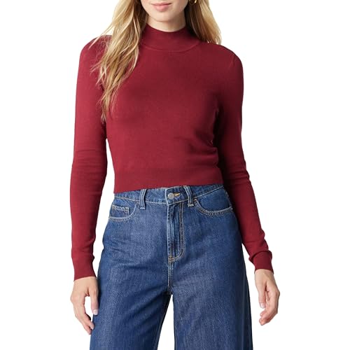 The Drop Maura Long Sleeve Mock Neck Sweater Pullover, Tiebetan Red, L von The Drop