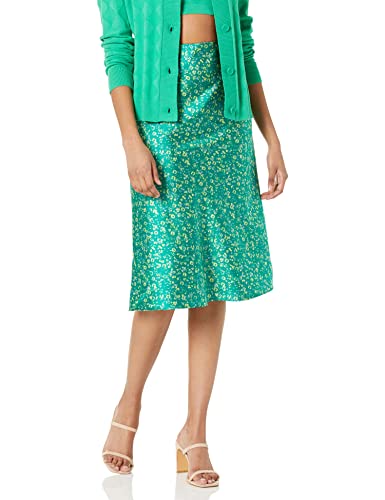 The Drop Maya, seidiger Slip-Skirt-Stil Rock, Grünes Blumenmuster, X-Small von The Drop