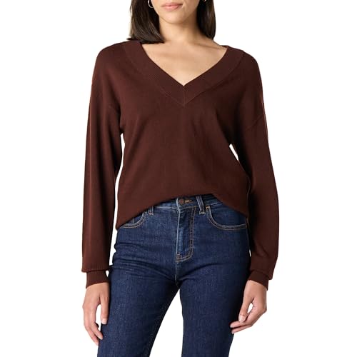 The Drop Maye Essential V-Neck Sweater Pullover, Burgunderroter Trüffel, XS von The Drop