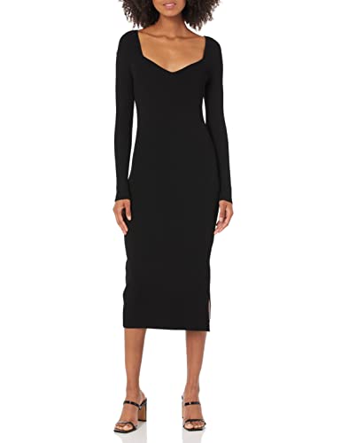 The Drop Midi-Pulloverkleid für Damen, Cameron Gerippt Sweetheart-Ausschnitt, Schwarz, Größe 4XL Große Größen von The Drop