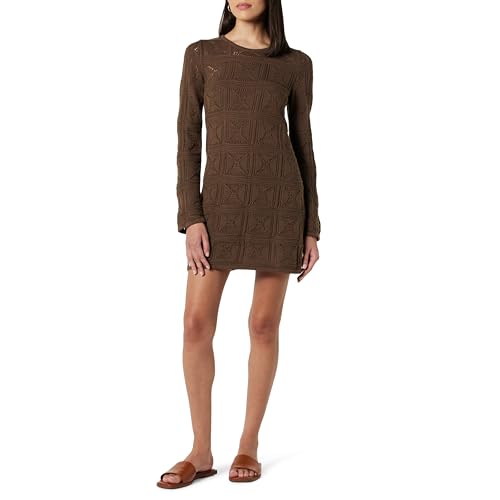 The Drop Mikro Mini-Kleid für Damen, Laney, Gehäkelt, Kaffeebraun, 3XL Große Größen, Übergröße von The Drop