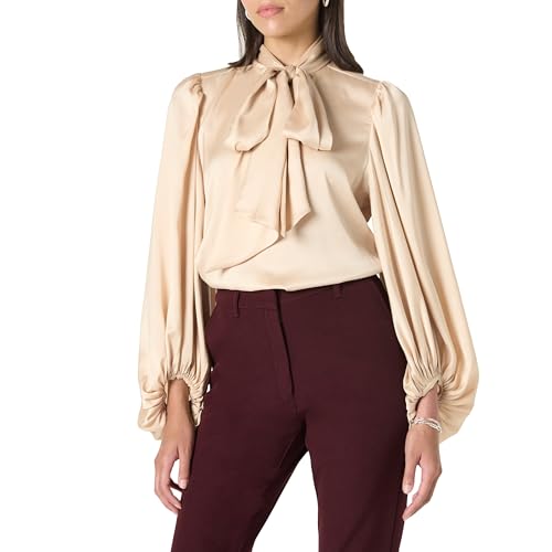 The Drop Mindy Volumunious Sleeve Bow Blouse Blusen, Champagner, S von The Drop