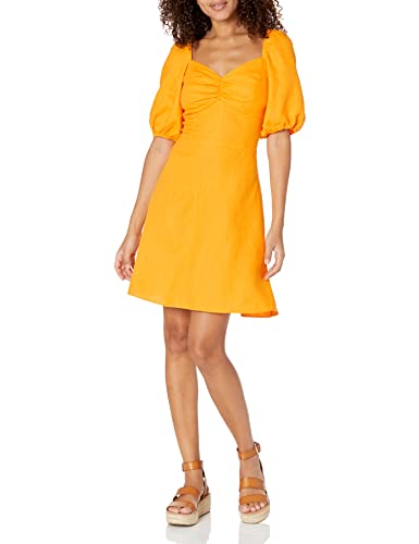 The Drop Mini-Kleid für Damen, Nala, aus Leinen mit Twist-Detail auf der Vorderseite, Mango, S von The Drop