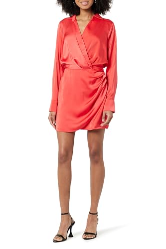 The Drop Mini-Wickelkleid für Damen, Mack Seidig, Rot (Bitter Red), XL von The Drop