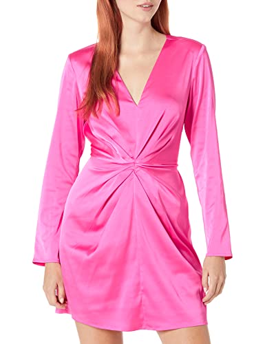 The Drop Minikleid für Damen, Tate Gedrehte Vorderseite Tiefer V-Ausschnitt, Rosa (Hot Pink), XL von The Drop