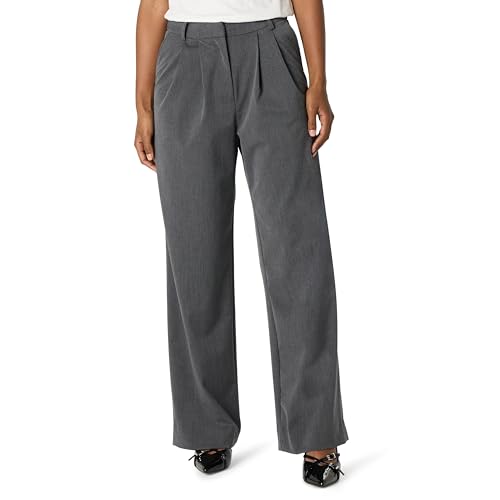 The Drop Nancy Pleat Front Wide Leg Trouser Hose, Grau meliert, XS The Drop Nancy Pleat Front Wide Leg Trouser Hose, Grau meliert, XS von The Drop