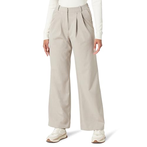 The Drop Nancy Pleat Front Wide Leg Trouser Hose, Heather Cream, XS The Drop Nancy Pleat Front Wide Leg Trouser Hose, Heather Cream, XS von The Drop