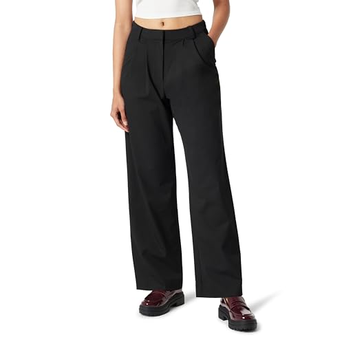 The Drop Nancy Pleat Front Wide Leg Trouser Hose, Schwarz, L von The Drop