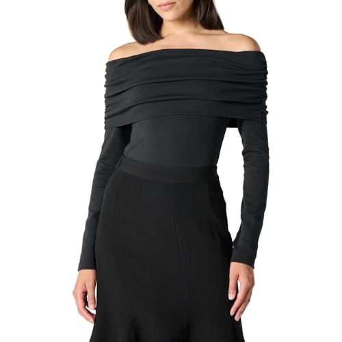 The Drop Off The Shoulder Knit Top Blusen, Stretch Limo, M von The Drop