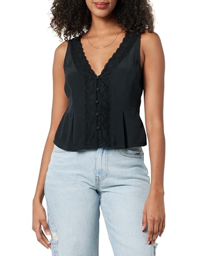 The Drop Paloma Lace Trimmed Sleeveless Top Hemden, Schwarz, S von The Drop