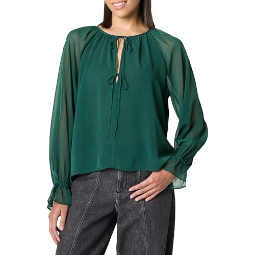 The Drop Piper Tie Front Feminine Blouse Blusen, Regenwald, S von The Drop