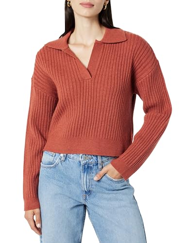 The Drop Polotop für Damen, Marcy Gerippt, Rostbraun (Rust), XXL Große Größen von The Drop