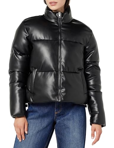 The Drop Pufferjacke für Damen, Priscilla Veganes Leder, Schwarz, 3XL Große Größen von The Drop