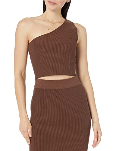 The Drop Pullover für Damen, Kofi Asymmetrisch Cropped, Kaffeebraun, M von The Drop