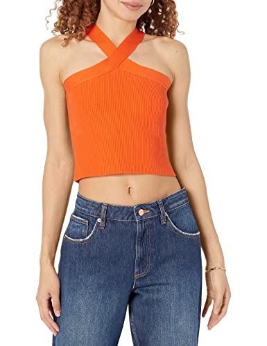 The Drop Pullover für Damen, Zaire Cropped Überkreuzte Vorderseite, Feuer-Orange, XS von The Drop