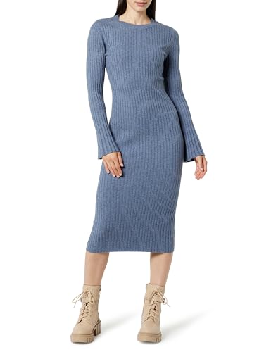 The Drop Pulloverkleid für Damen, Fernanda gerippt mit Glockenärmeln, Taubenblau, XL von The Drop