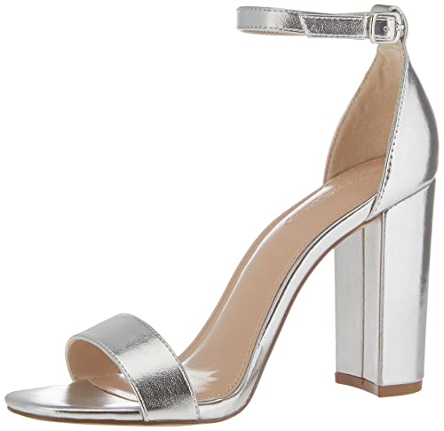 The Drop Damen Rebecca Riemensandalen mit Hohem Blockabsatz, Silber, 41 EU von The Drop