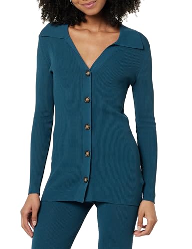 The Drop Ripp-Pullover für Damen, Constance Knopfleiste, Legion-Blau, L von The Drop