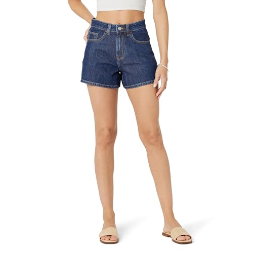 The Drop Rowan Flared Denim Jeans-Shorts, Dunkles Indigo, 58 von The Drop