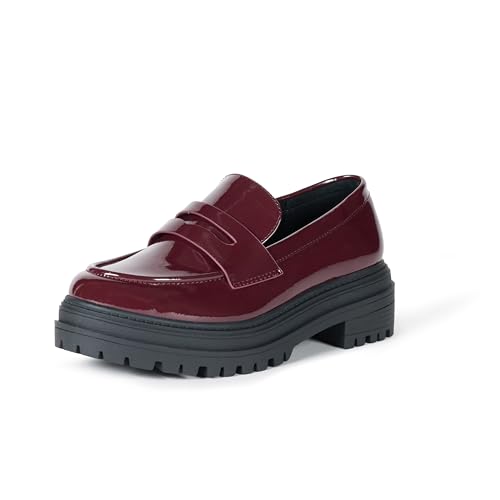 The Drop Ryan Slipper mit Lug-Sohle Halbschuhe, Burgunderrotes Lack, 41 EU von The Drop