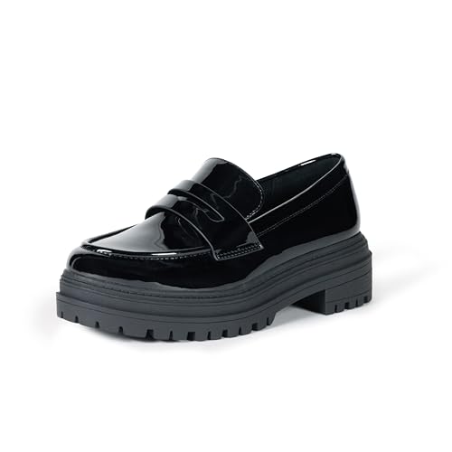 The Drop Ryan Slipper mit Lug-Sohle Halbschuhe, Schwarzes Lack, 36 EU von The Drop