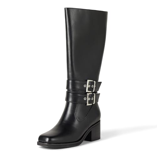 The Drop Sage Tall with Buckles Biker Boots, Schwarz, 38 EU von The Drop