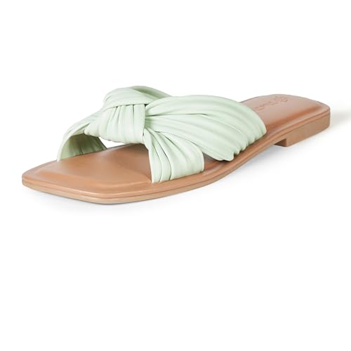 The Drop Sandale für Damen, Ida Flach mit Schleife, Mint, 39 EU von The Drop