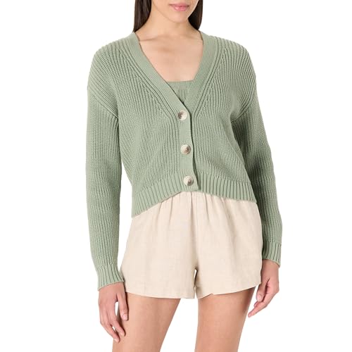 The Drop Sari Cropped Button-Front Cardigan Strickjacken, Iceberg Green, XXL Große Größen von The Drop