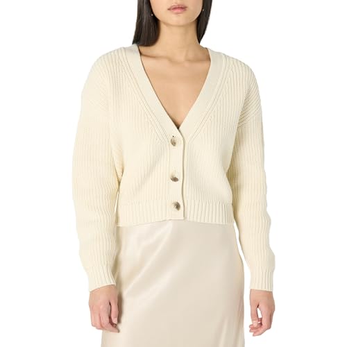 The Drop Sari Cropped Button-Front Cardigan Strickjacken, Whisper White, L von The Drop