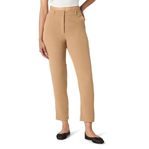 The Drop Sheilaa Slim Flat Front Trouser Hose, Kamelbraun, L von The Drop