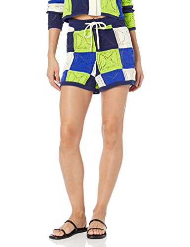 The Drop Shorts für Damen, Lee, Gehäkelt, mit Kordelzug, Marineblau/Limettengrün, M von The Drop