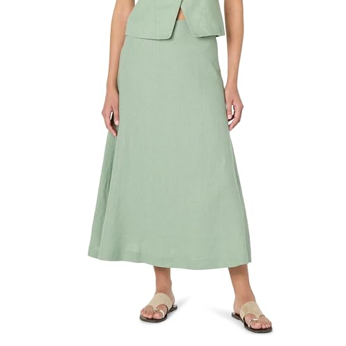 The Drop Sicily Linen Midi Skirt Midirock, Iceberg Green, XS von The Drop