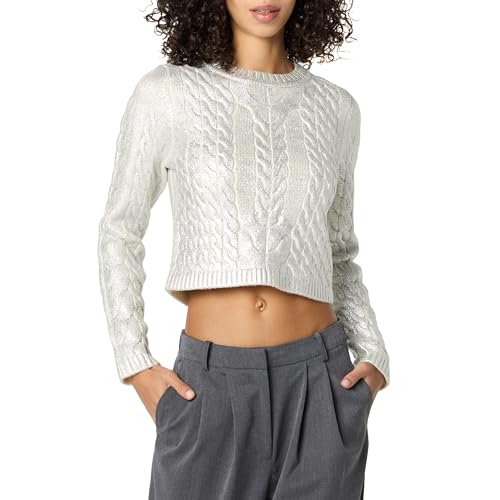 The Drop Sofia Metallic Cable Sweater Pullover, Silberfolie, XXL Große Größen von The Drop