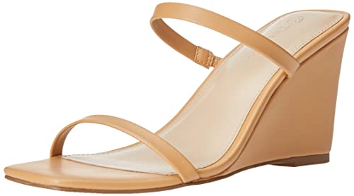 The Drop Sophia Sandale mit Keilabsatz für Damen, Zwei Riemen, Braun (Doe Tan), 40.5 EU von The Drop