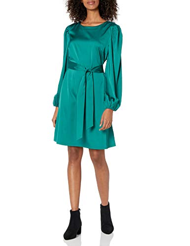 The Drop Stretch-Kleid für Damen, seidiger Stoff, mit Gürtel, Pacific Teal (Grün), von @shopdandy, M von The Drop