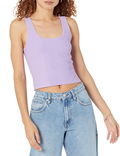 The Drop Tanktop für Damen, Femi Gerippt Cropped U-Ausschnitt, Lavendula, S von The Drop