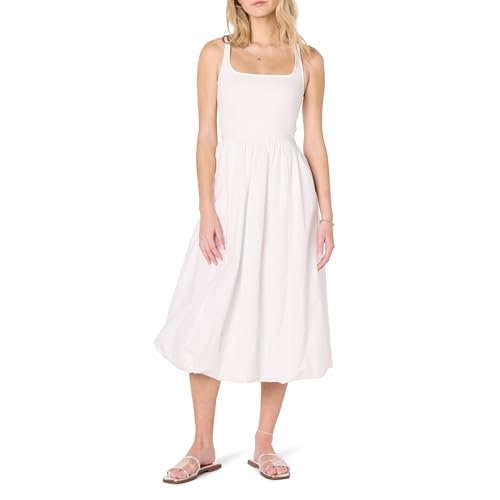 The Drop Tina Scoop Neck Mixed Media Bubble Hem Midi Dress Kleider, Weiß, XS The Drop Tina Scoop Neck Mixed Media Bubble Hem Midi Dress Kleider, Weiß, XS von The Drop
