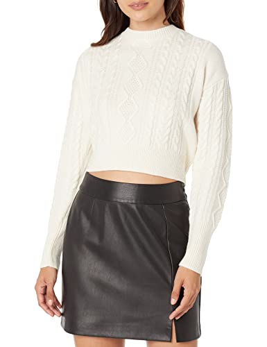 The Drop Waylon Cropped Zopfmuster Pullover, Whisper White, XXL von The Drop