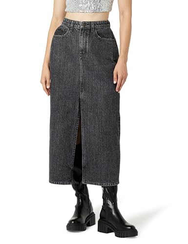 The Drop Women's Dixon Denim Column Skirt , Faded Carbon, 5XL Große Größen von The Drop