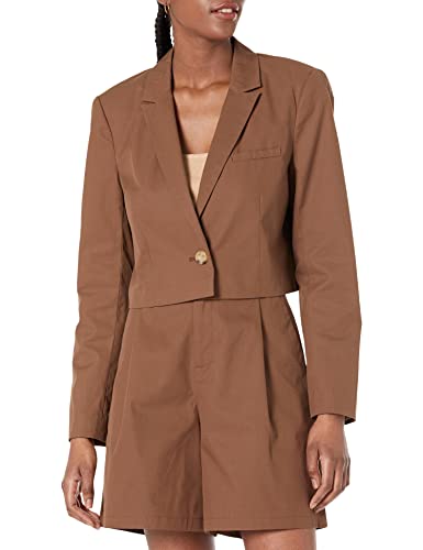 The Drop Women's Karina Cropped Boxy Blazer, Coffee Bean, L von The Drop