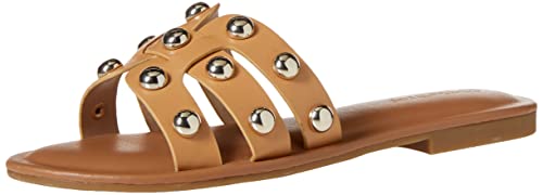 The Drop Damen Monika Flat H-band Slide Sandal, Doe Tan Nieten, Gr. 39 EU von The Drop