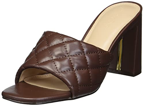 The Drop Damen Pattie Mules mit hohem Blockabsatz, Quilted Chocolate, 39.5 EU von The Drop