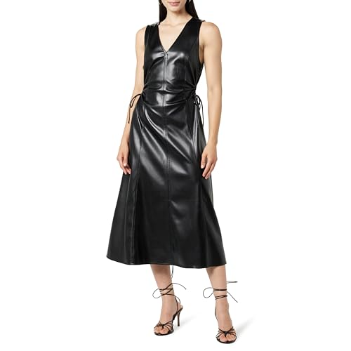 The Drop Women's Sabi Vegan Leather Cut-Out Midi Dress, Black, M von The Drop