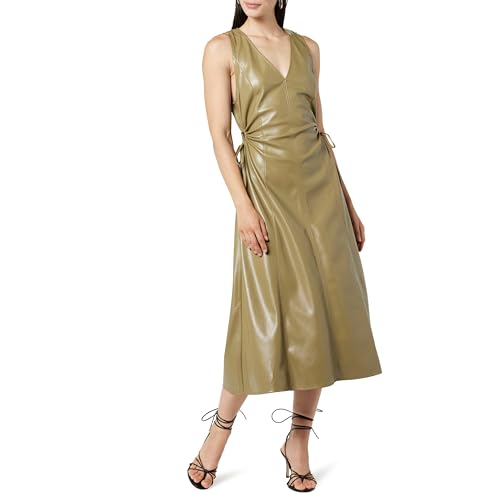The Drop Women's Sabi Vegan Leather Cut-Out Midi Dress, Martini Olive, XXL, Plus Size von The Drop
