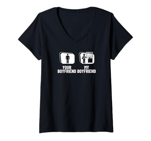 Damen Dein Freund Mein Freund Freundin Lustiger Kunstlehrer T-Shirt mit V-Ausschnitt von The Earth Without Art Designs
